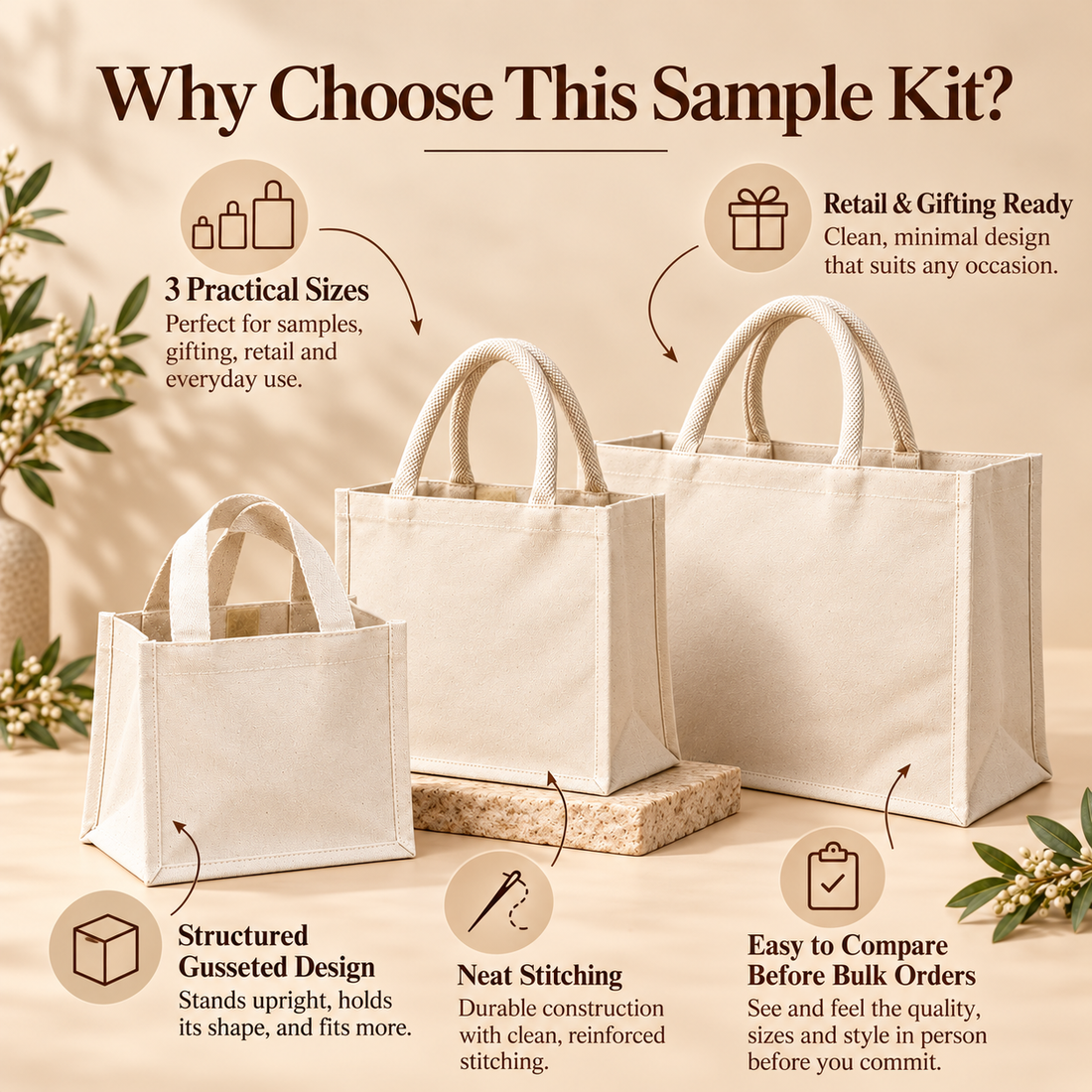 Cotton Canvas Gusset & Gift Bag Sample Kit