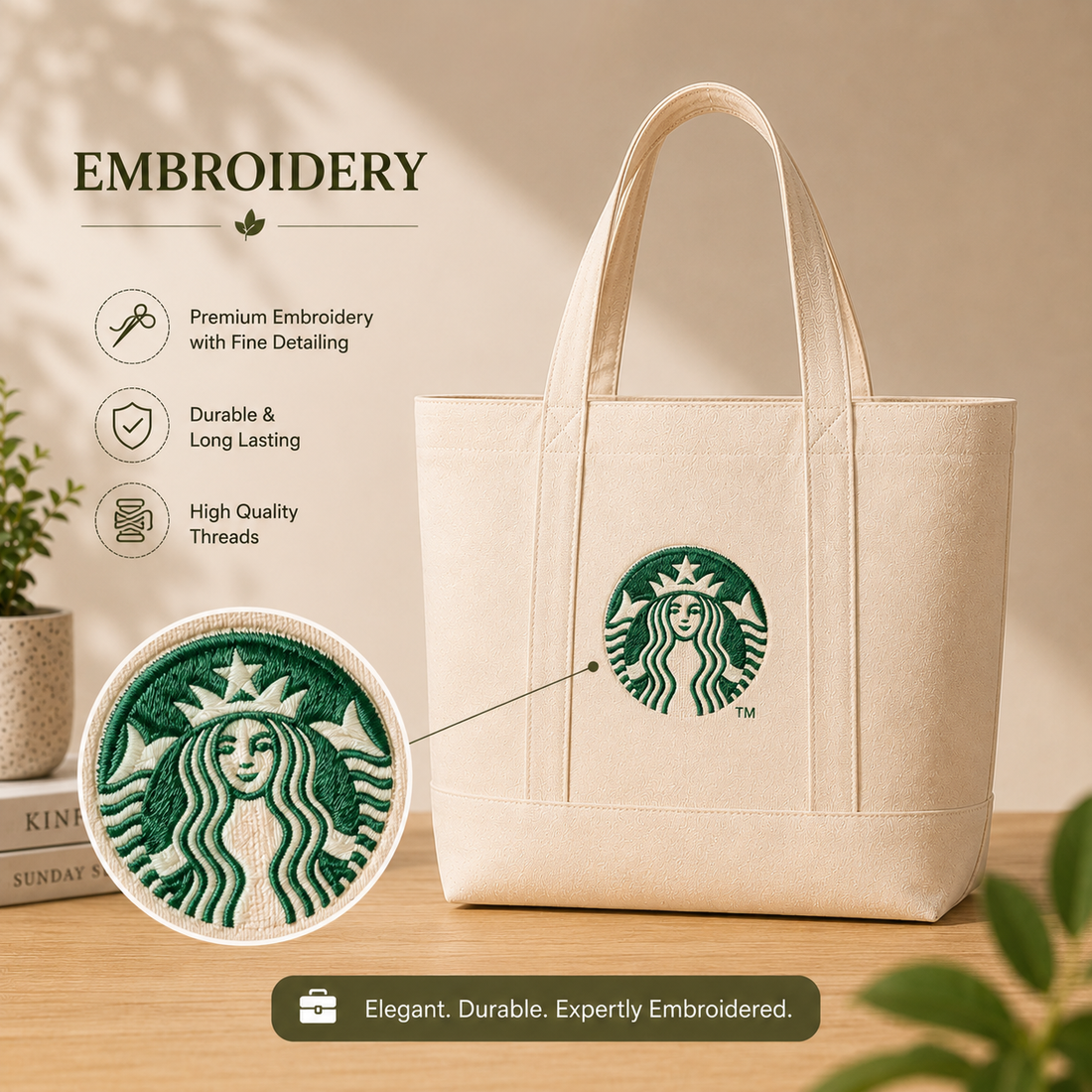Custom 15x12x5 Cotton Canvas Tote Bag | 400 GSM