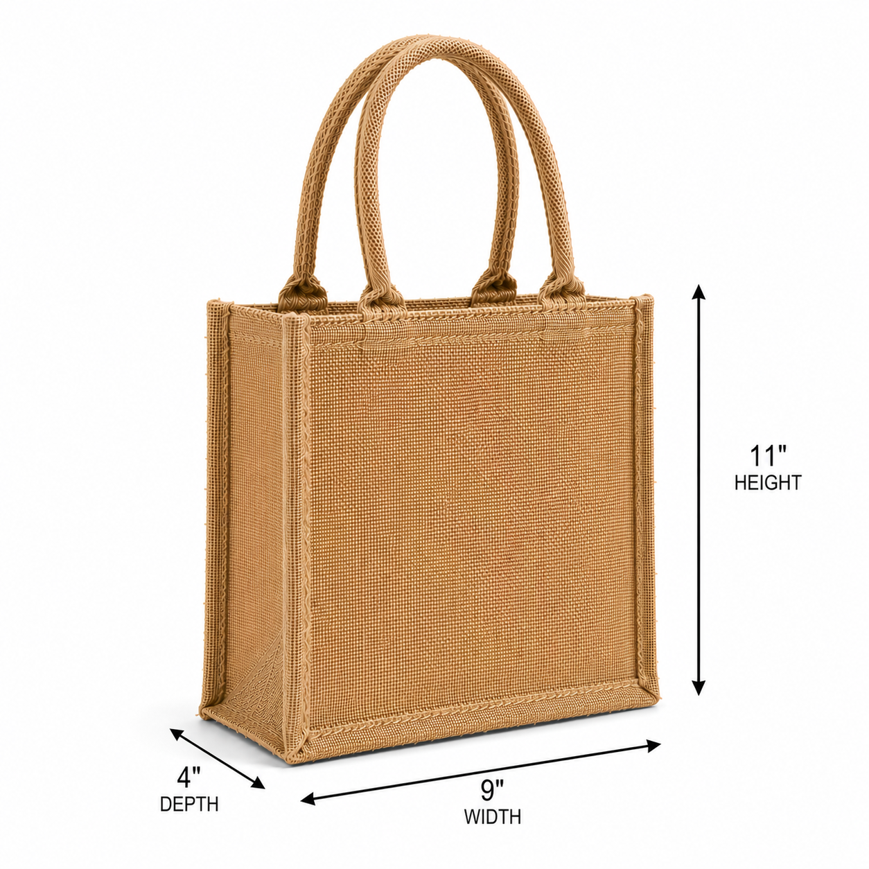 9×11×4 Natural Jute Tote Bag | 350 GSM