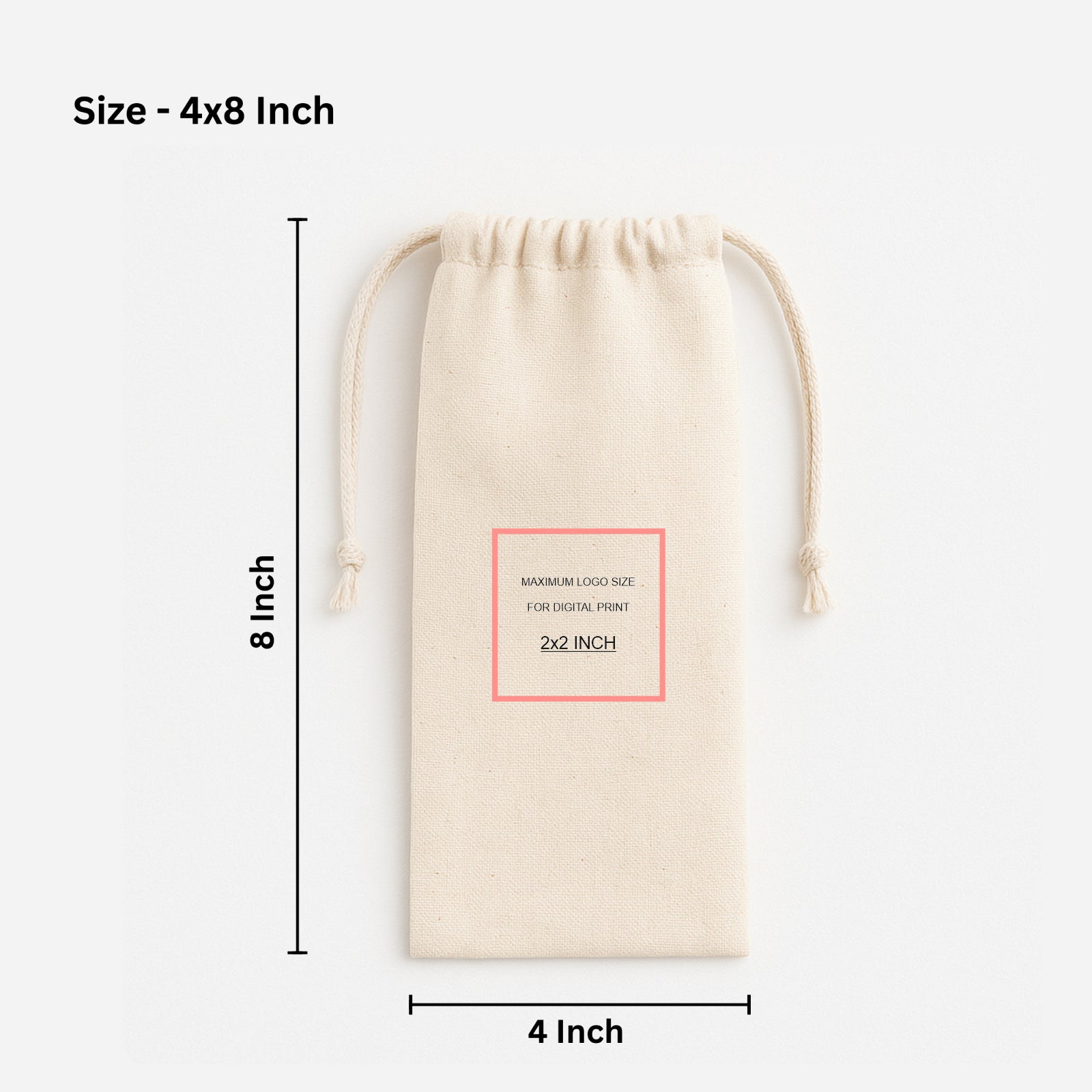 4x8 Inch Cotton Drawstring Pouch Bag