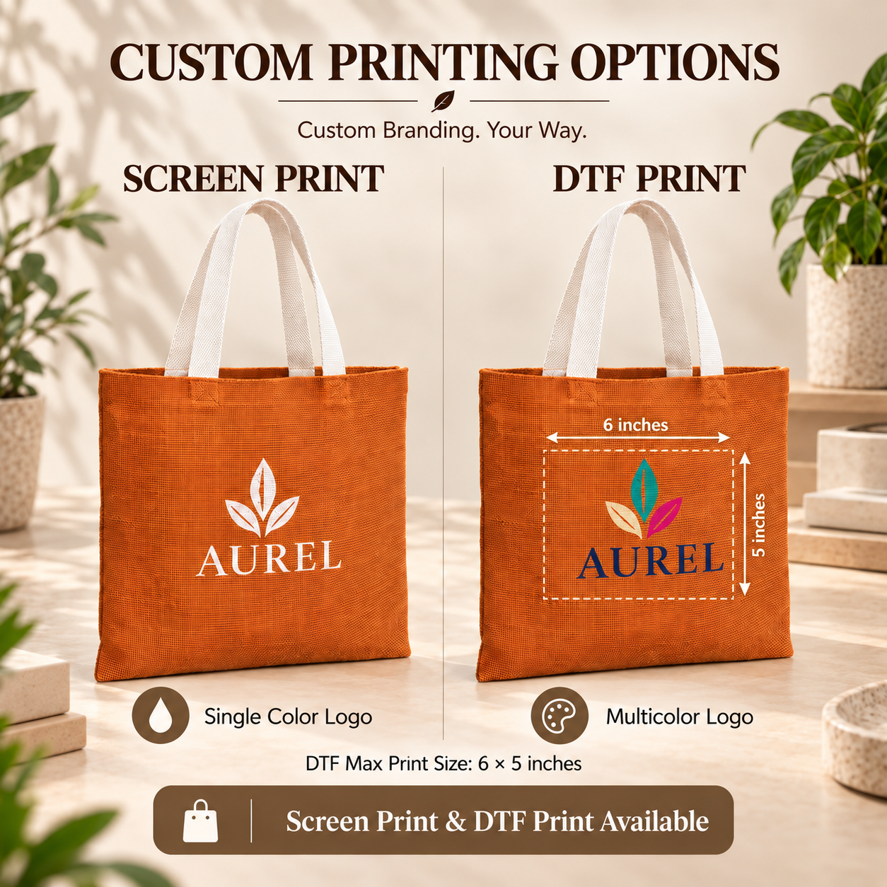14.5x16.5 Rust Orange Jute Tote Bag