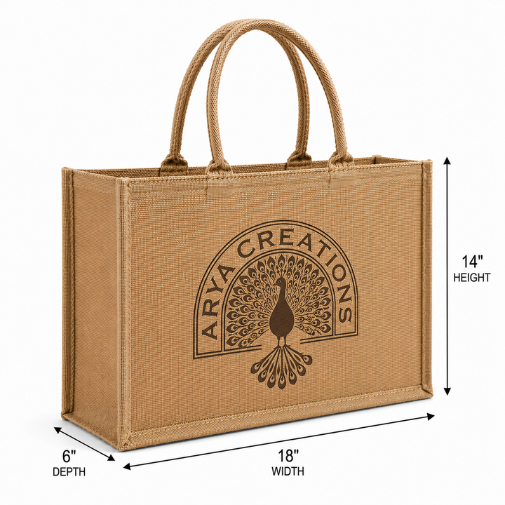 Custom 18×14×6 Natural Jute Tote Bag | 350 GSM
