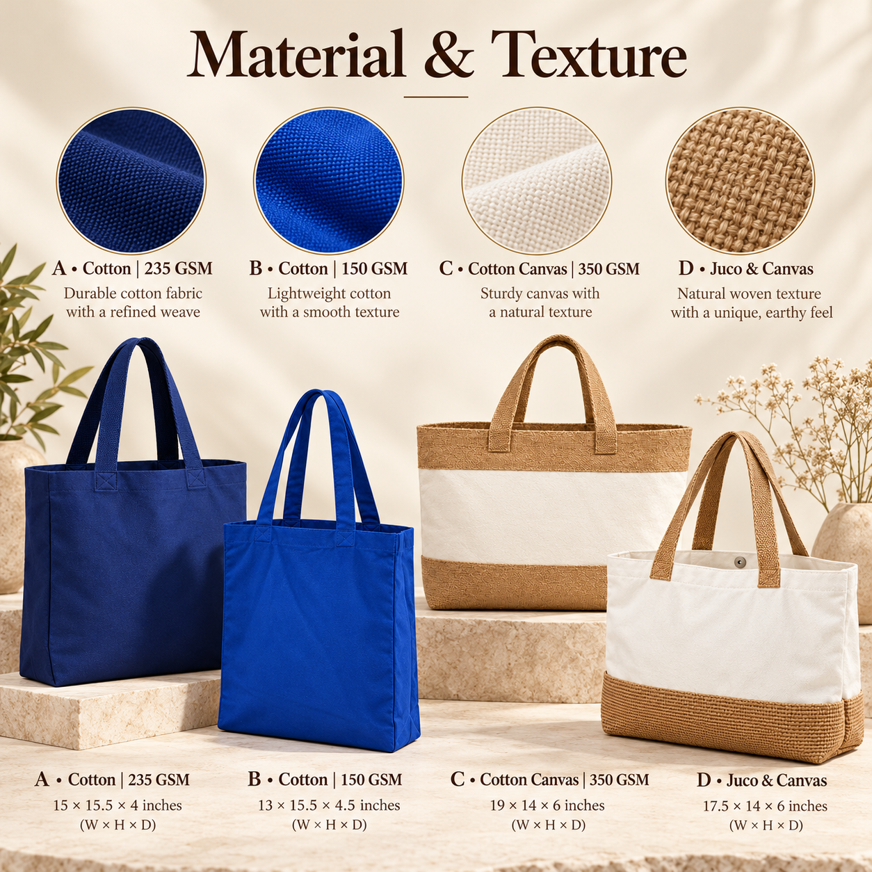 Gusseted Cotton & Juco Tote Sample Kit