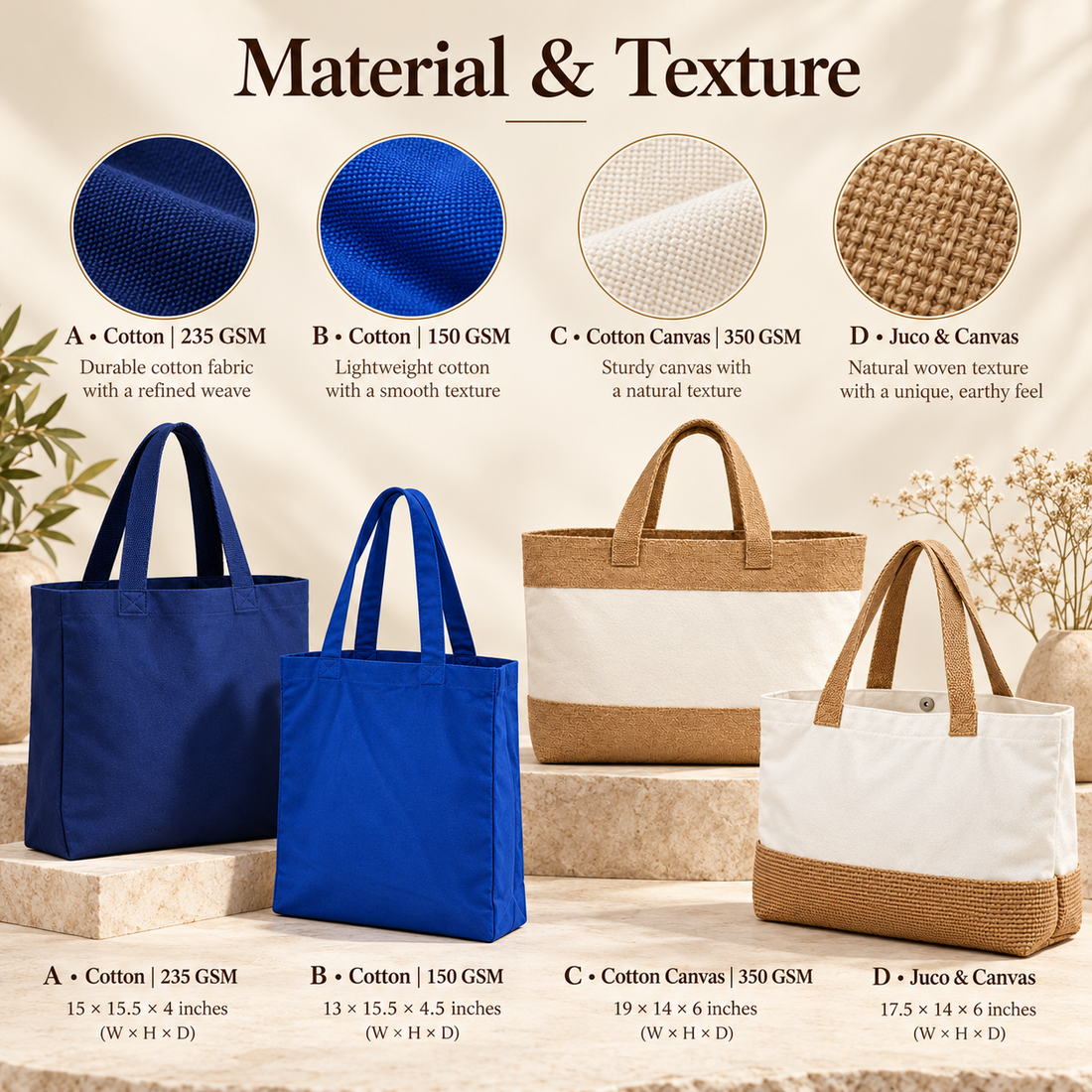 Gusseted Cotton & Juco Tote Sample Kit