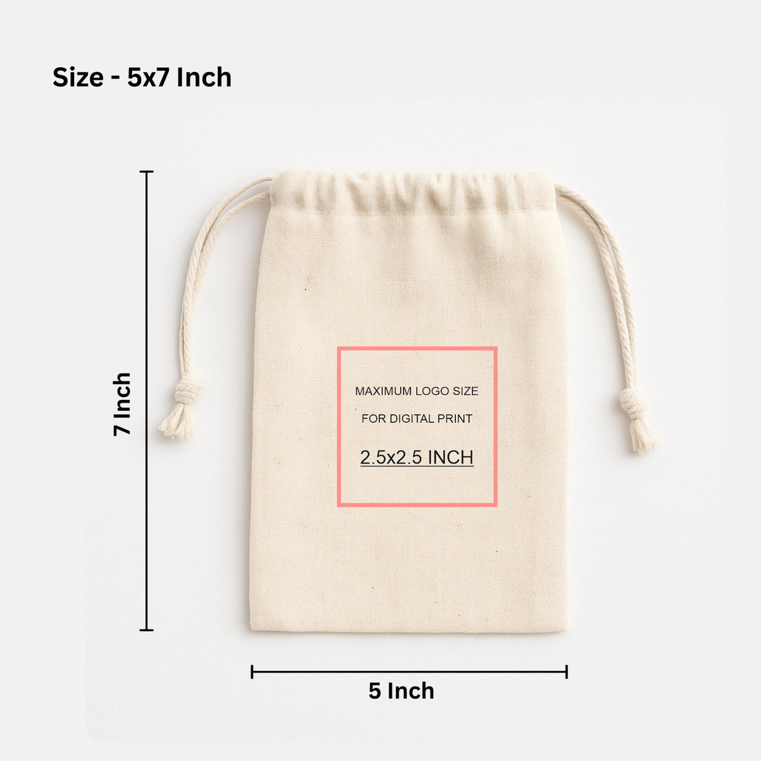 5x7 Inch Cotton Drawstring Pouch Bag