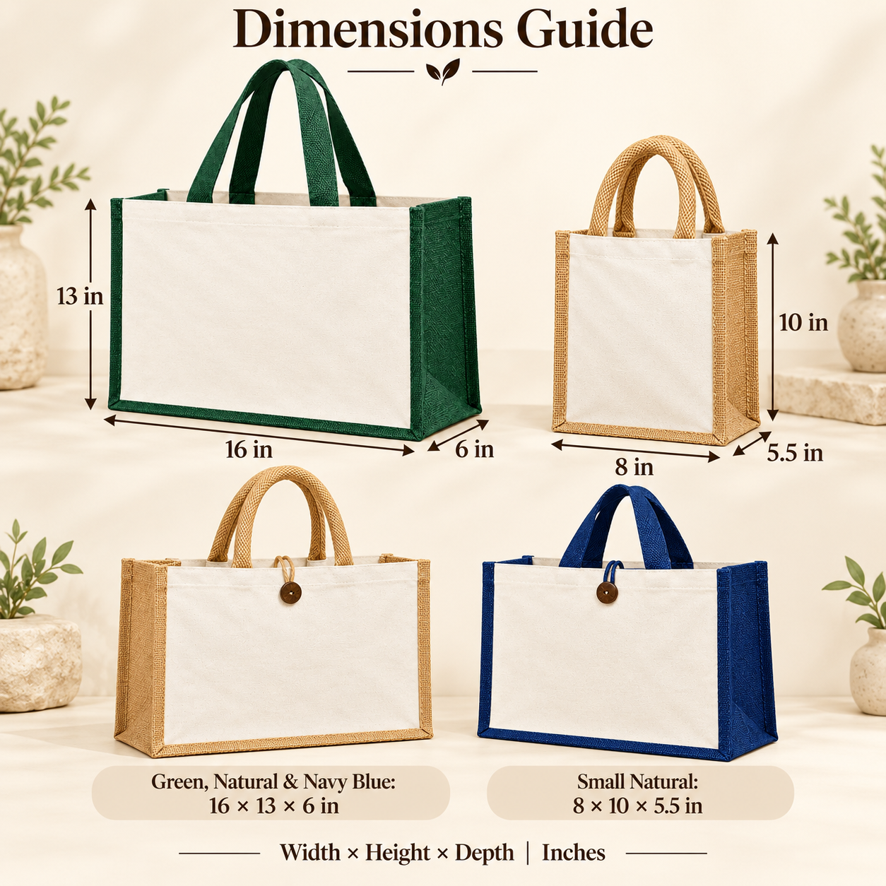 Laminated Jute Hamper Bag Sample Kit - Green Navy & Natural