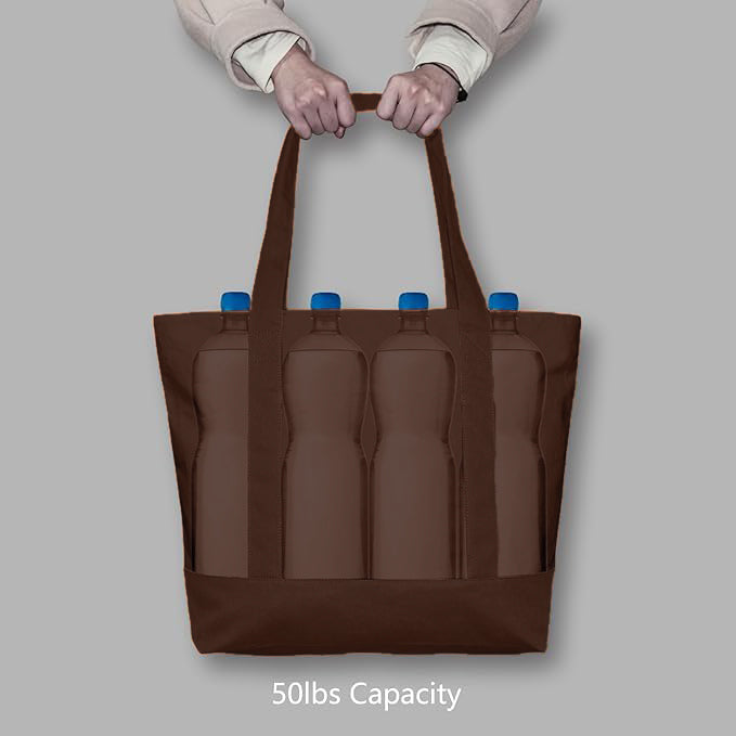 Brown Large Canvas Tote Bag | (19" x 15" x 6") Inch