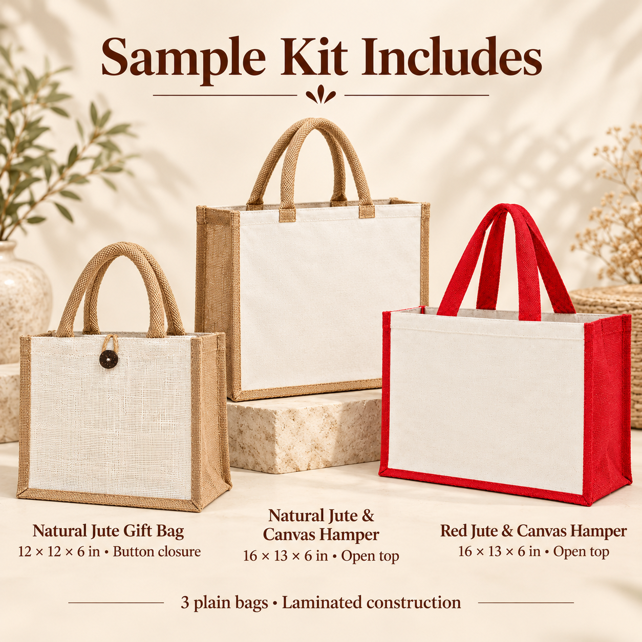 Laminated Jute Hamper & Gift Bag Sample Kit
