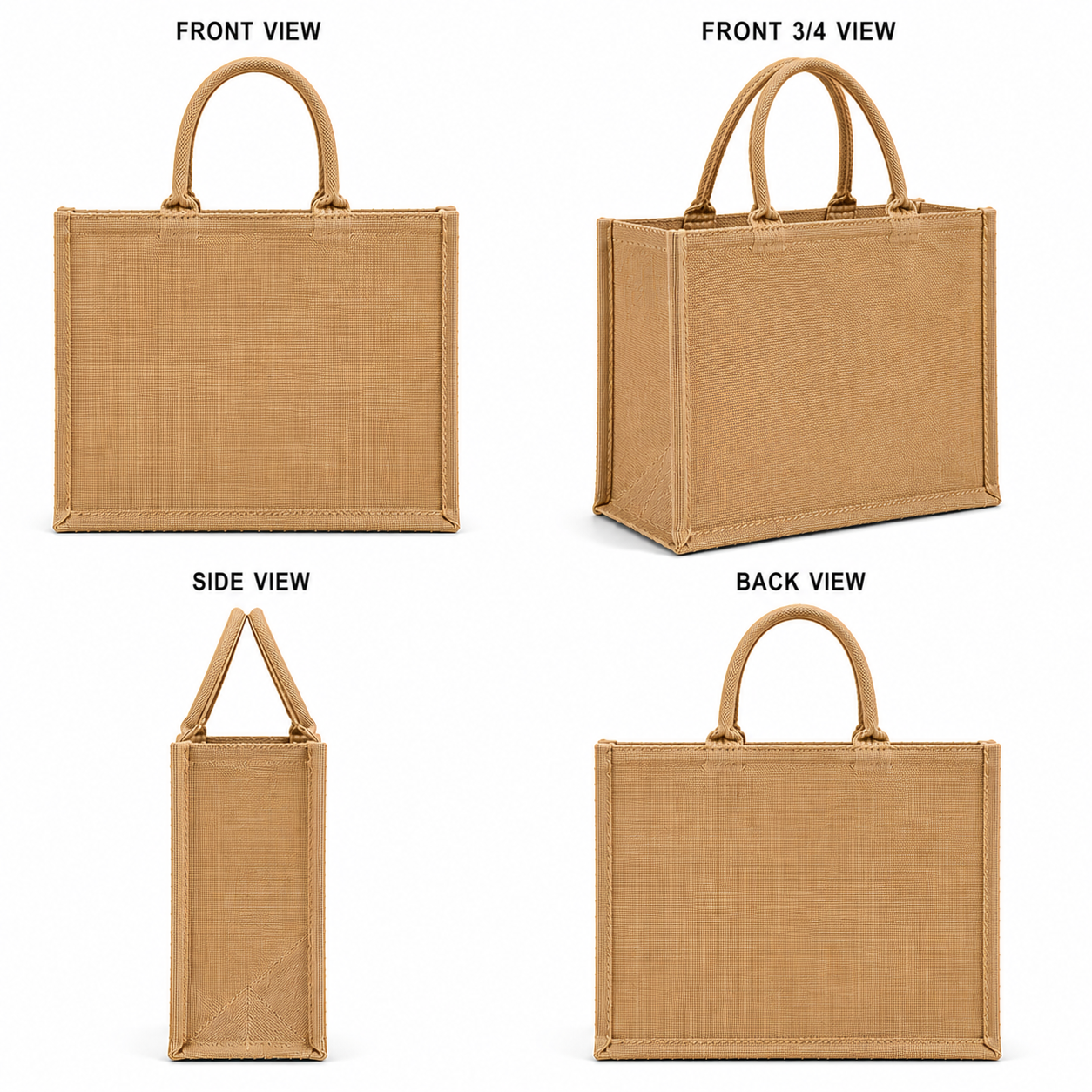16×14×6 Natural Jute Tote Bag | 350 GSM
