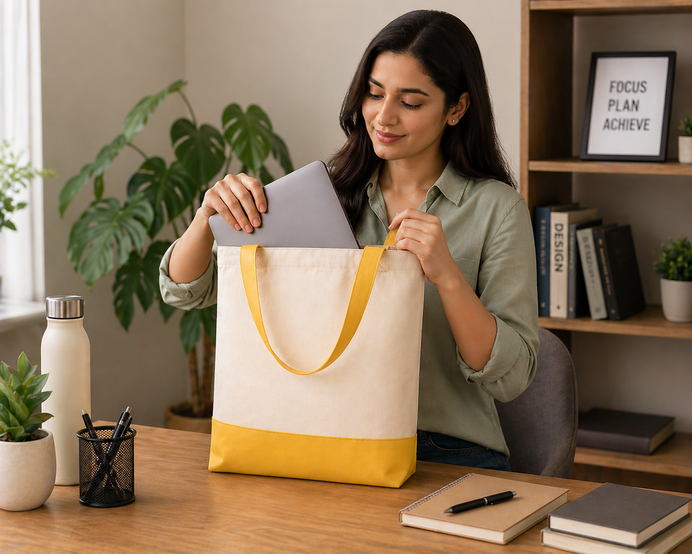 13"x15" Yellow & Beige Tote Bag | 330 GSM