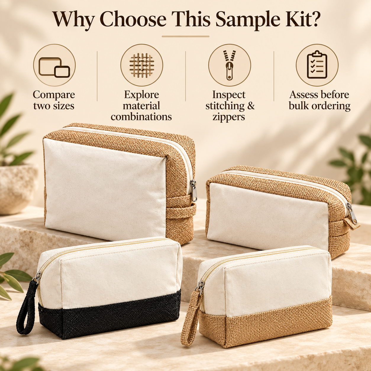 Canvas & Jute Zipper Pouch Sample Kit