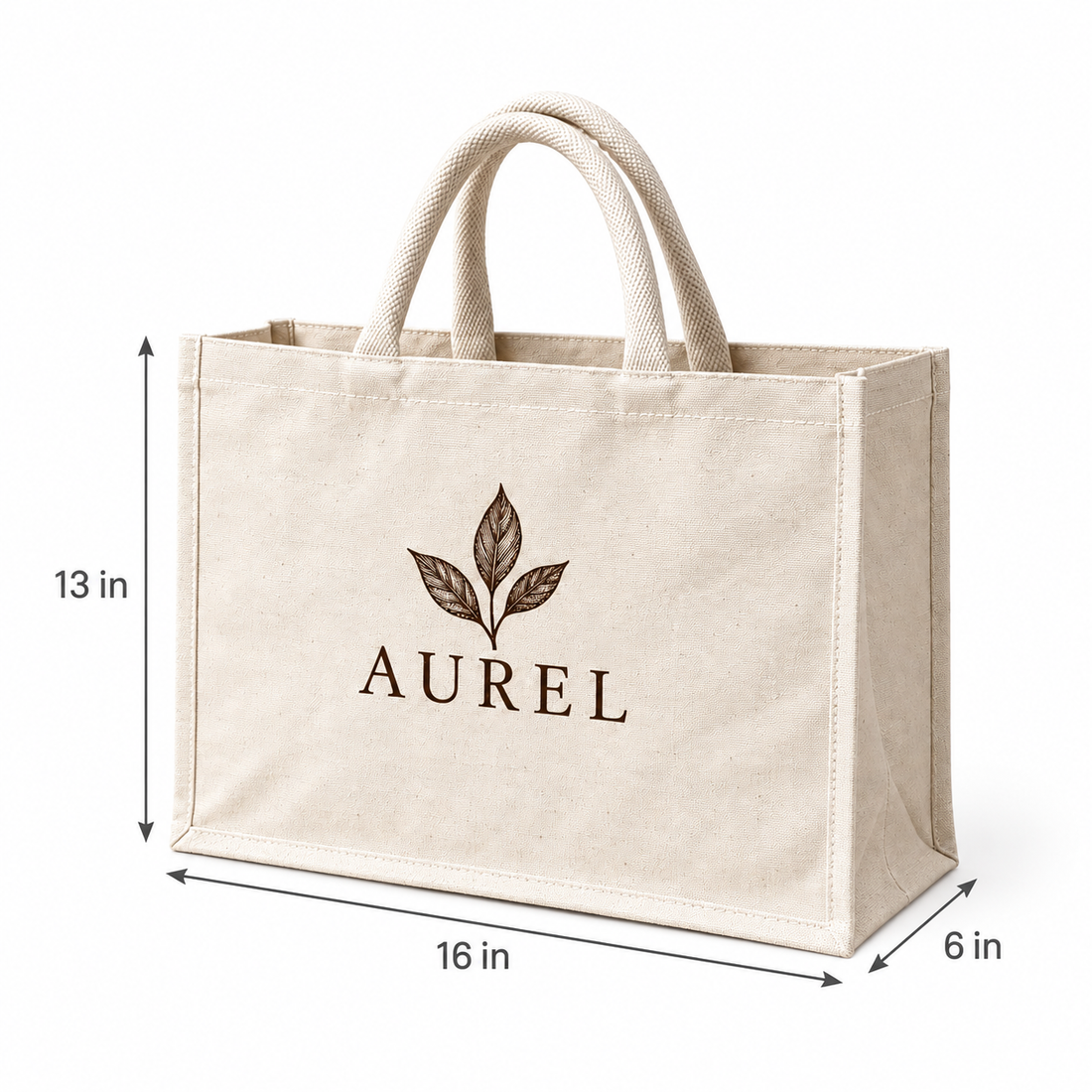 16x13x6 Ivory Laminated Canvas Shopping Bag | 310 GSM