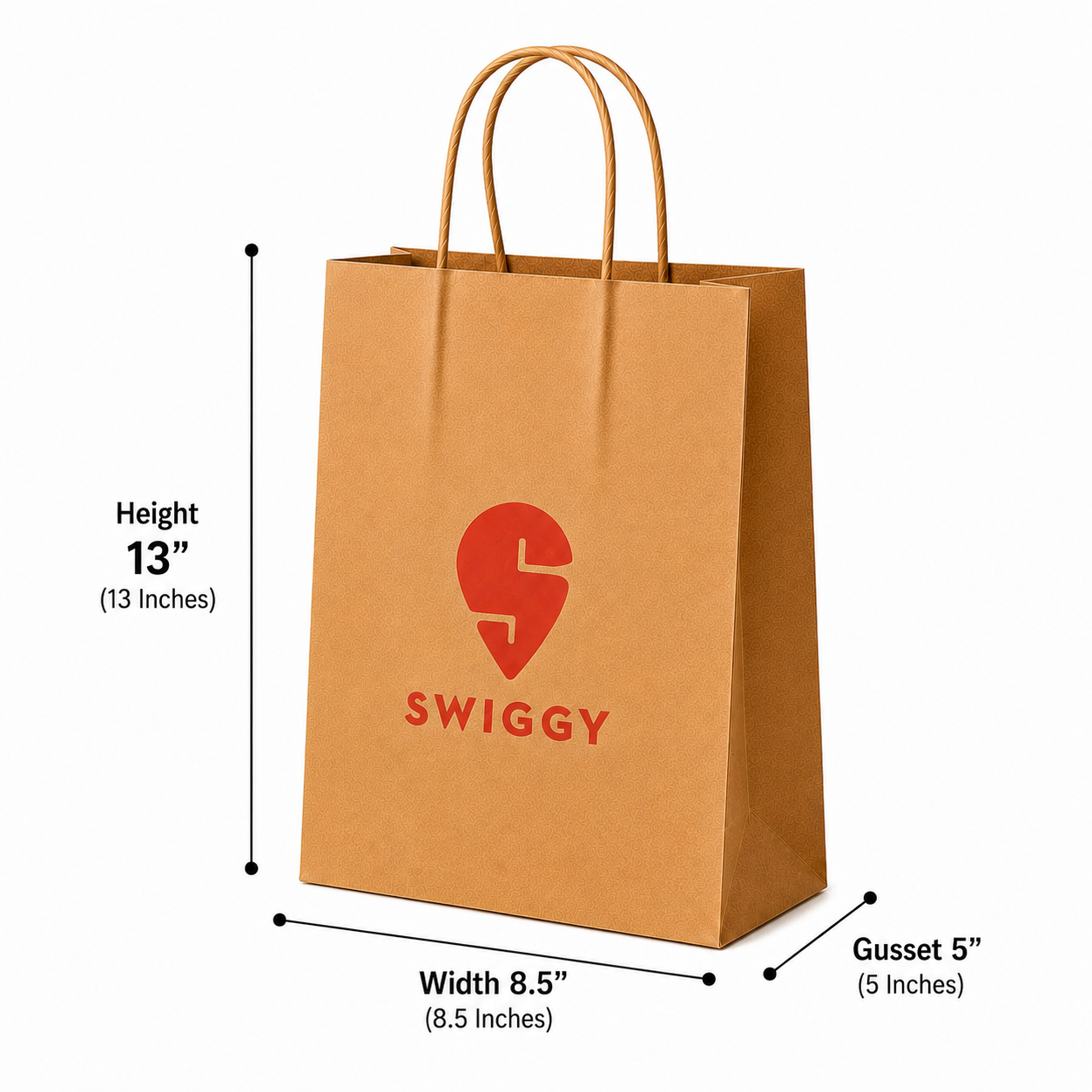 Custom 8.5x13x5 Kraft Paper Bag | 110 GSM