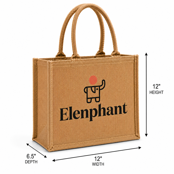 Custom 12×12×7.5 Natural Jute Tote Bag | 350 GSM