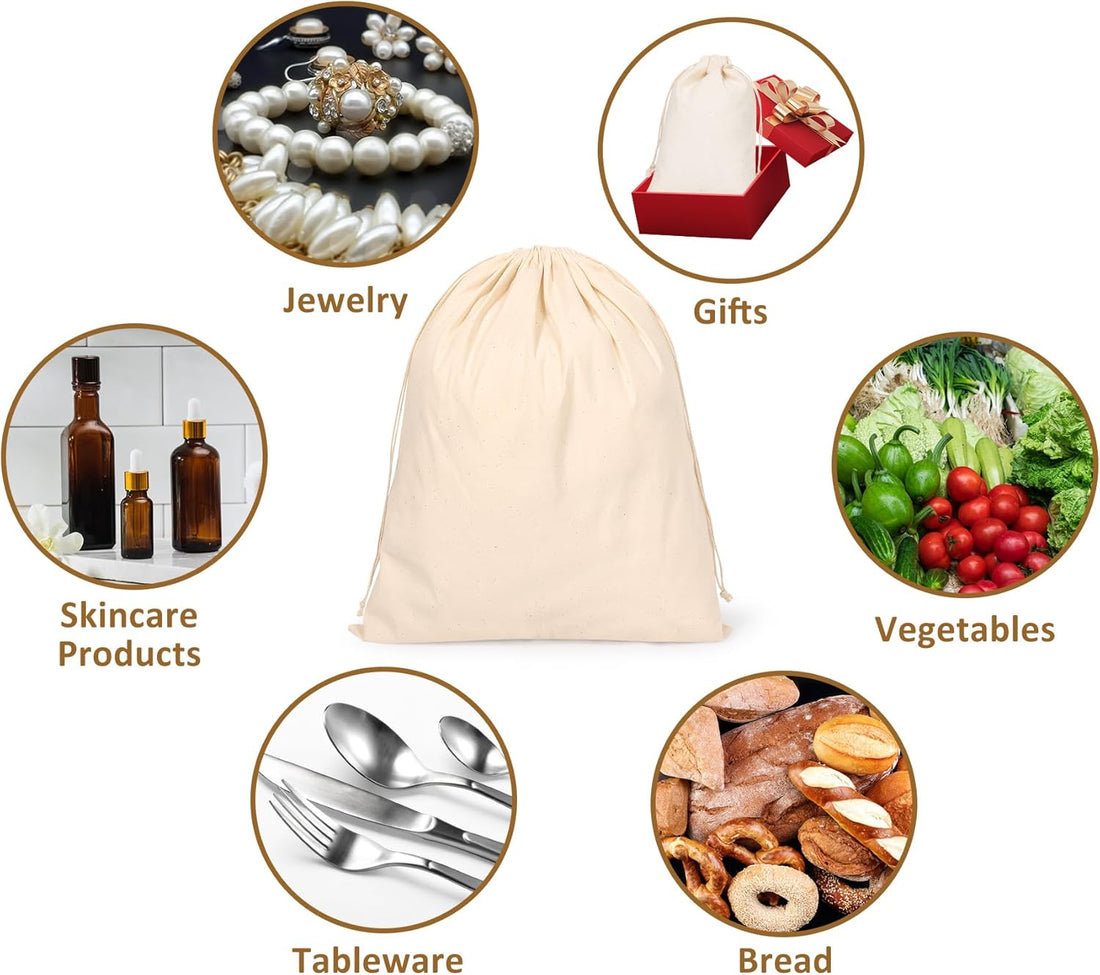 14x18 Inch Cotton Drawstring Pouch Bag