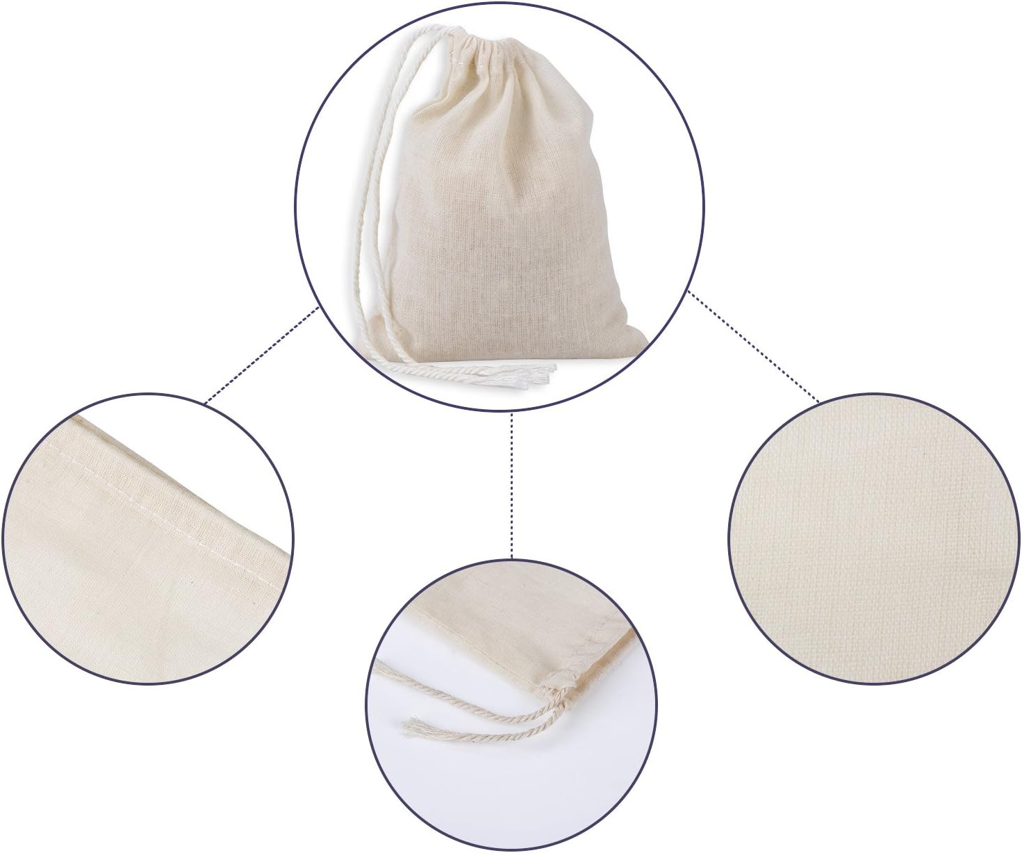 5x7 Inch Cotton Drawstring Pouch Bag