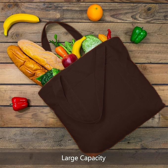 Brown Large Canvas Tote Bag | (19" x 15" x 6") Inch