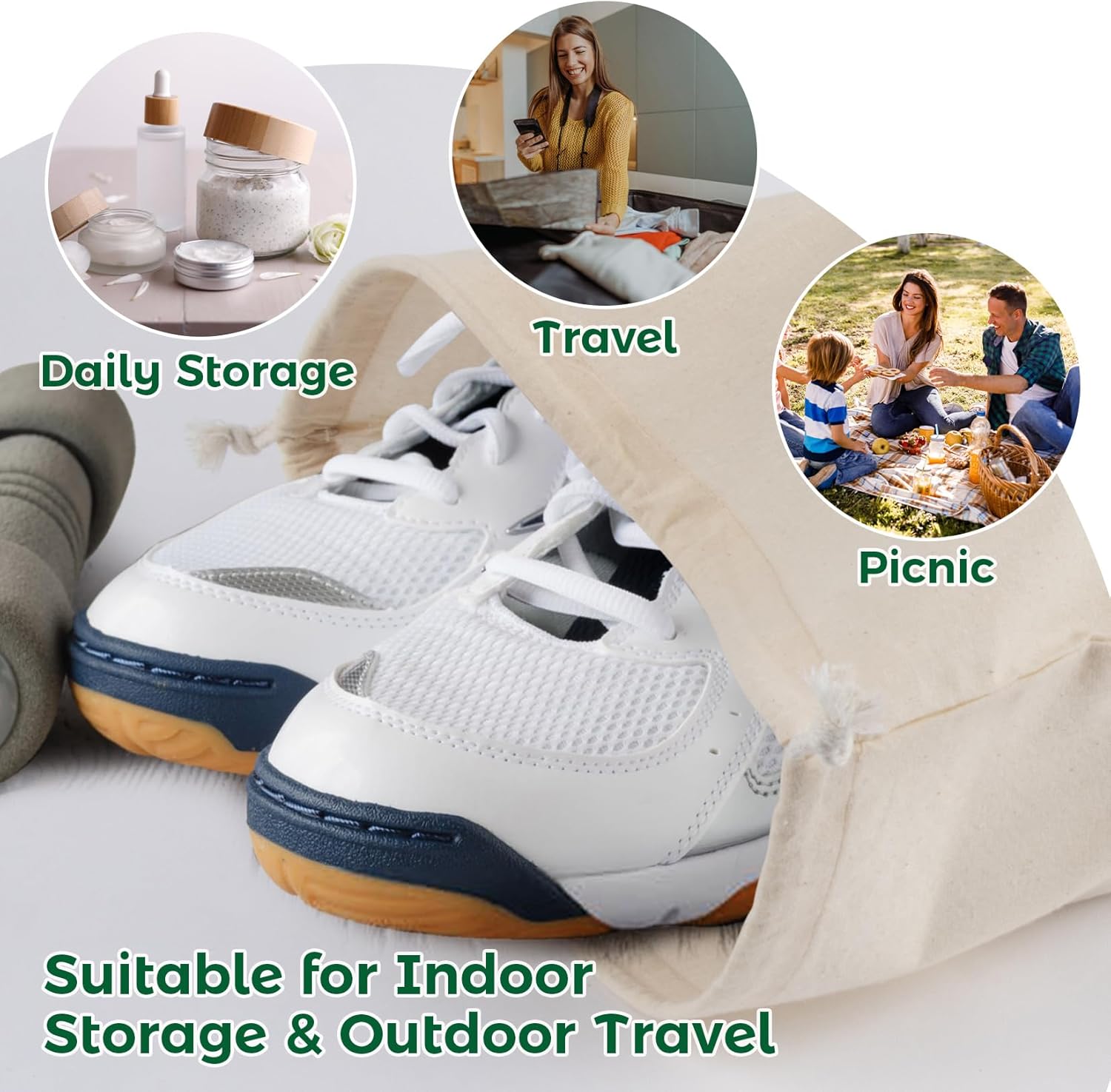 14x16 Inch Cotton Drawstring Pouch Bag