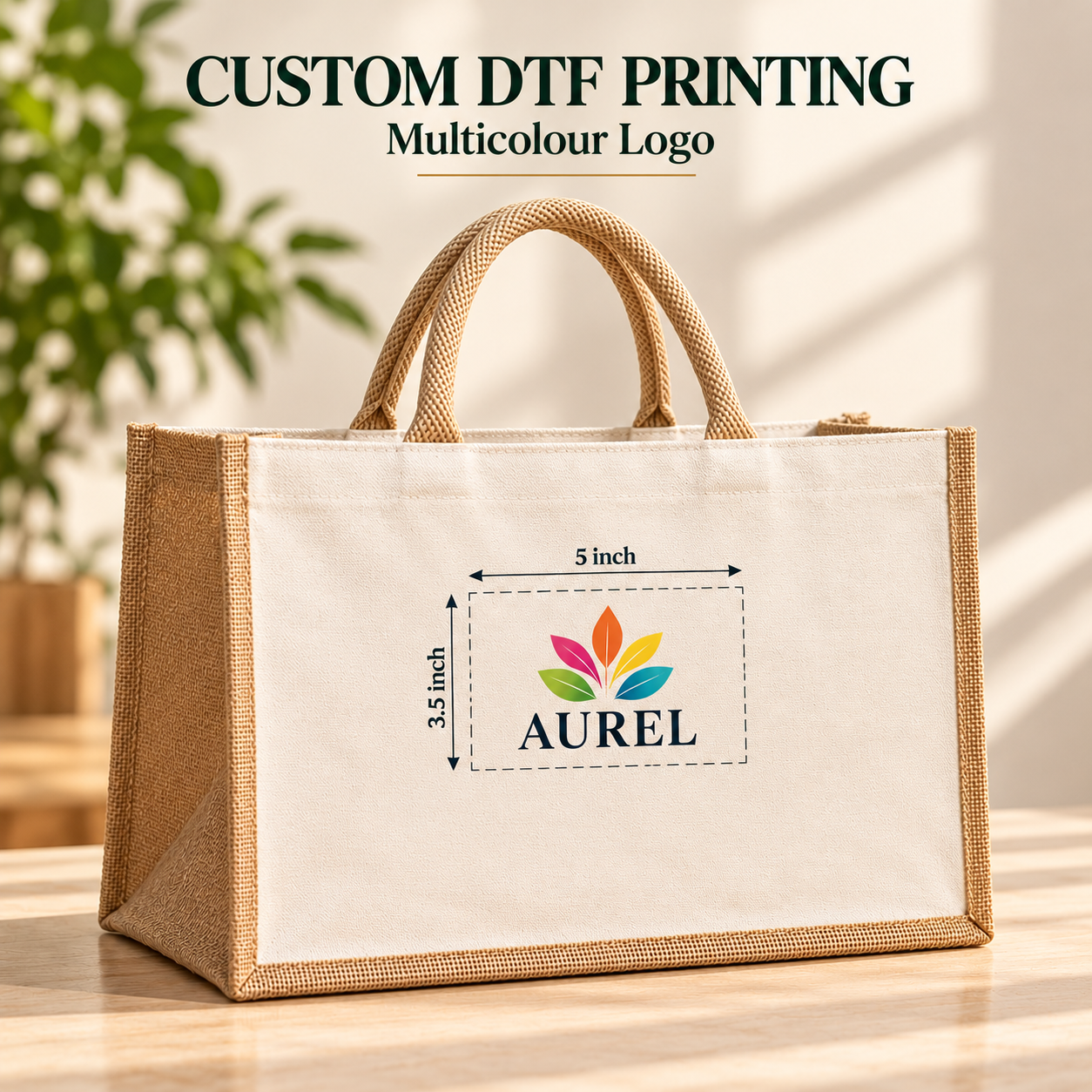 16x13x6 Natural Laminated Jute & Canvas Hamper Bag with Button Closure