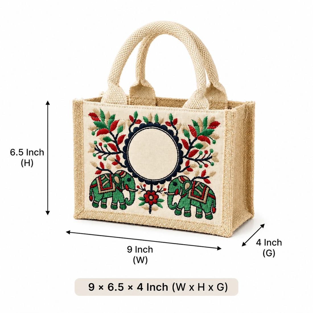 Royal Elephant Embroidered Hamper Bag