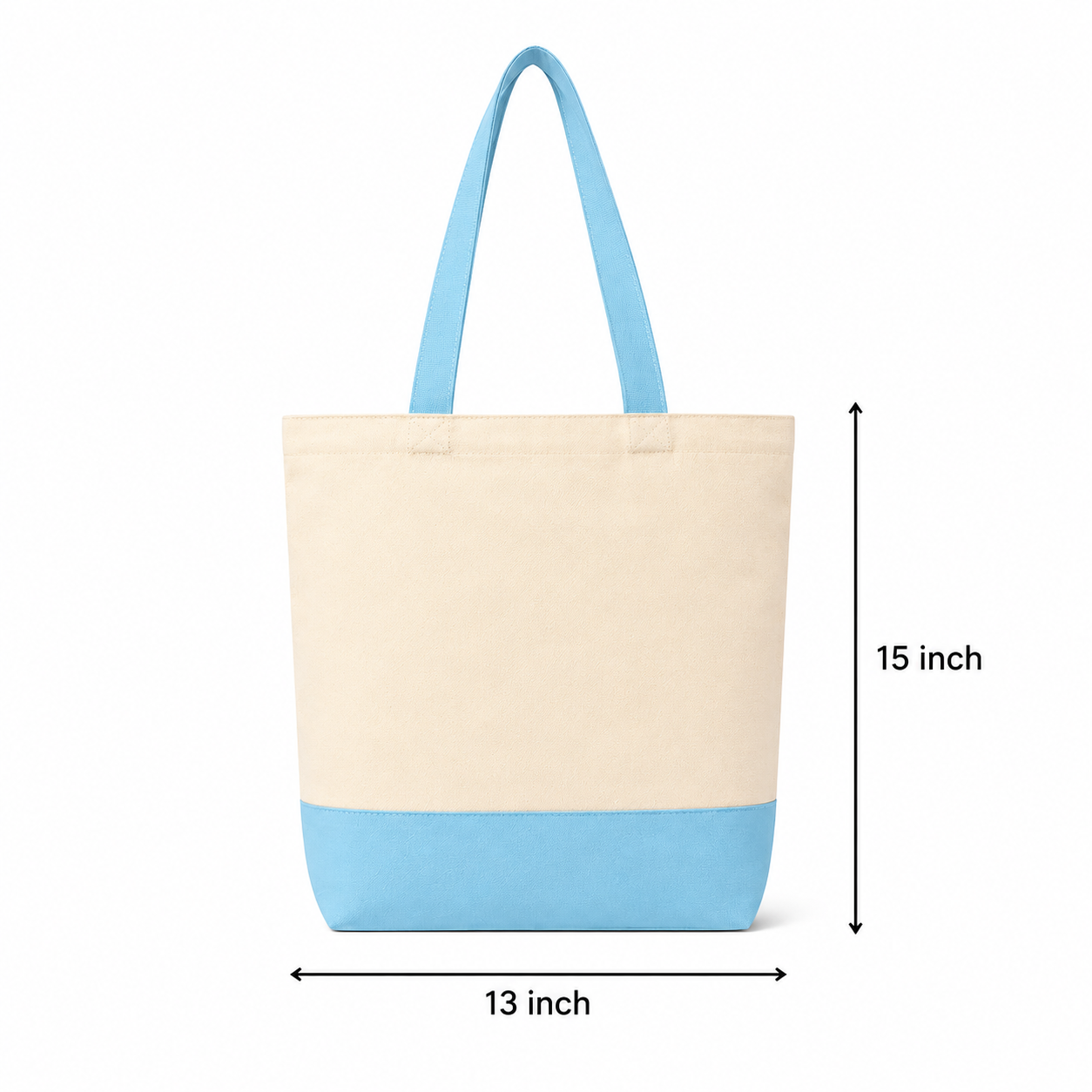 Sky Blue & Beige Tote Bag | 330 GSM