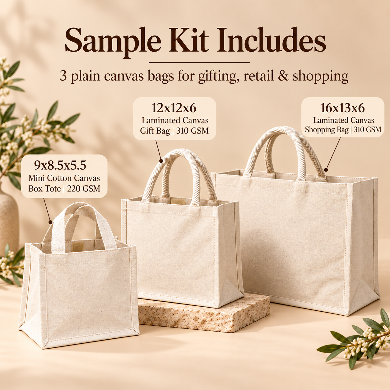 Cotton Canvas Gusset & Gift Bag Sample Kit
