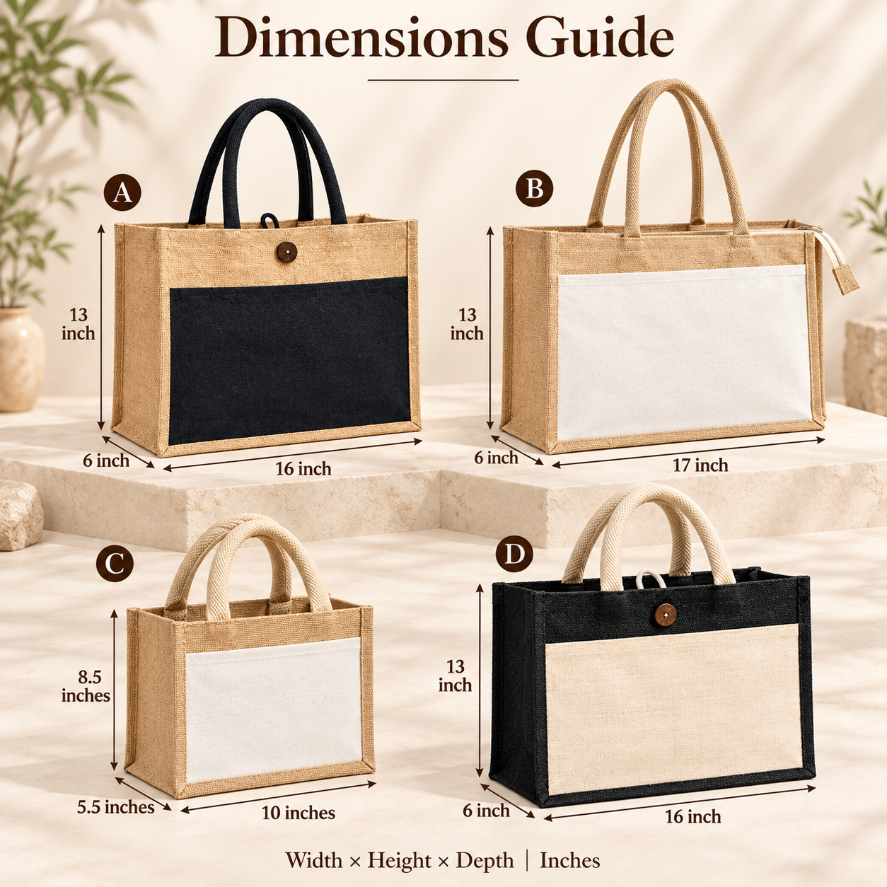 Jute Front Pocket Hamper & Zipper Bag Sample Kit