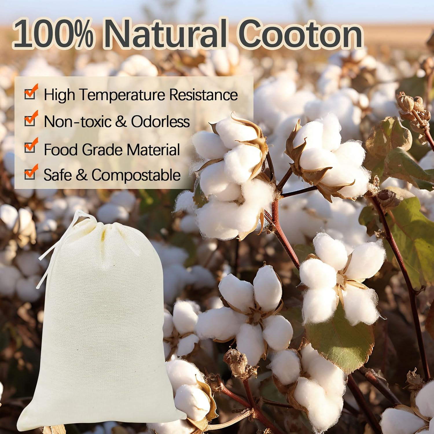 5x7 Inch Cotton Drawstring Pouch Bag