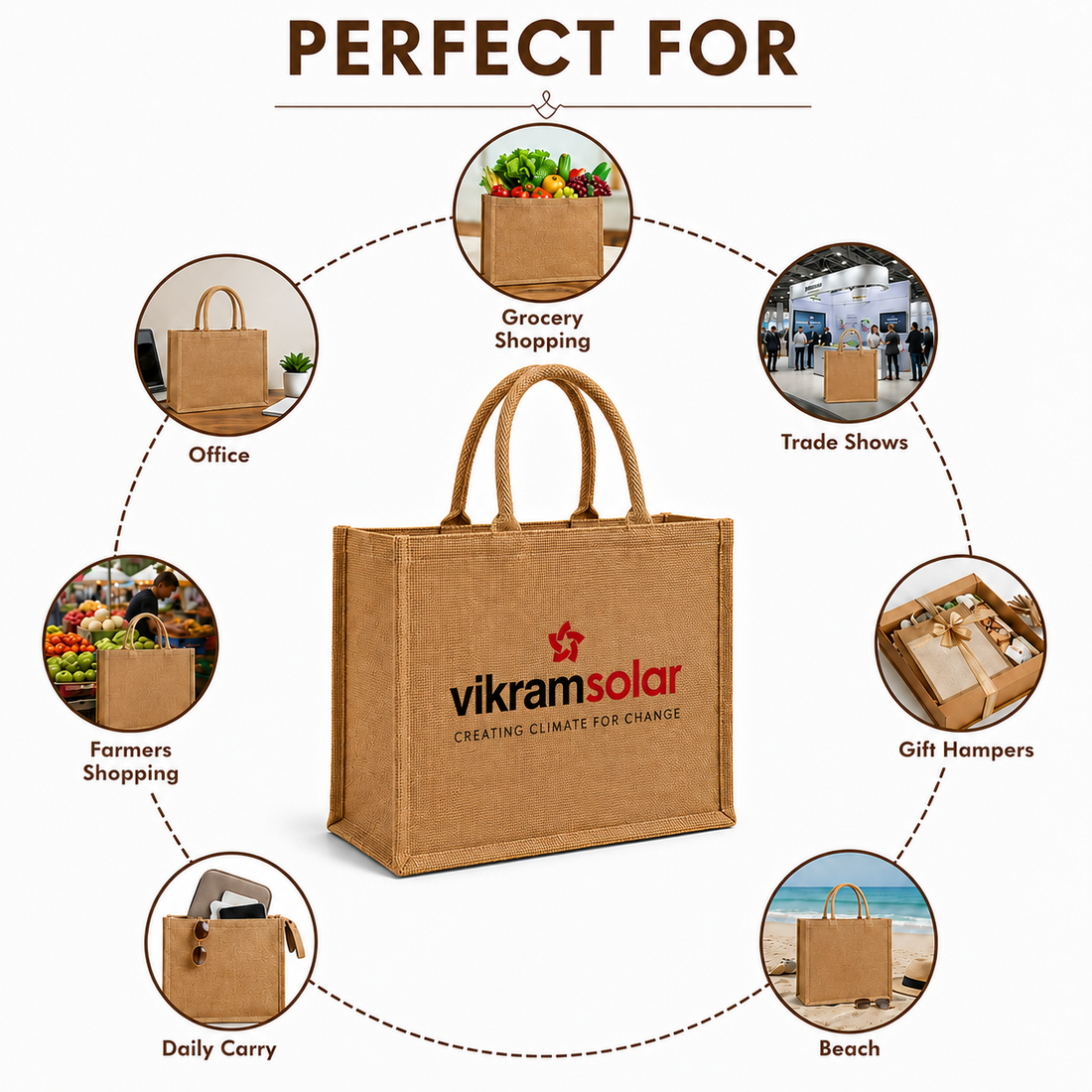 Custom 16×14×6 Natural Jute Tote Bag | 350 GSM
