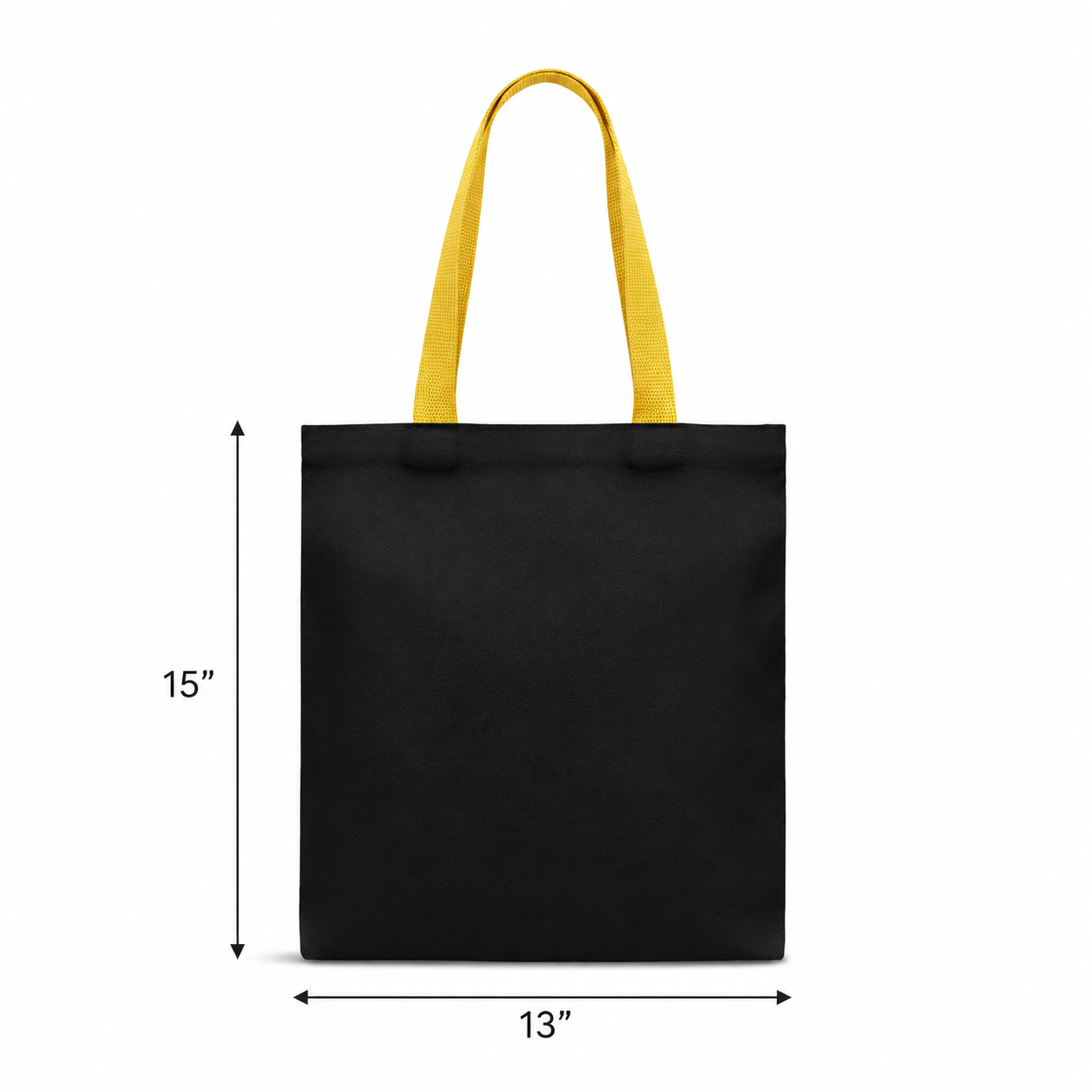 13x15" Plain Black and Yellow Tote Bag