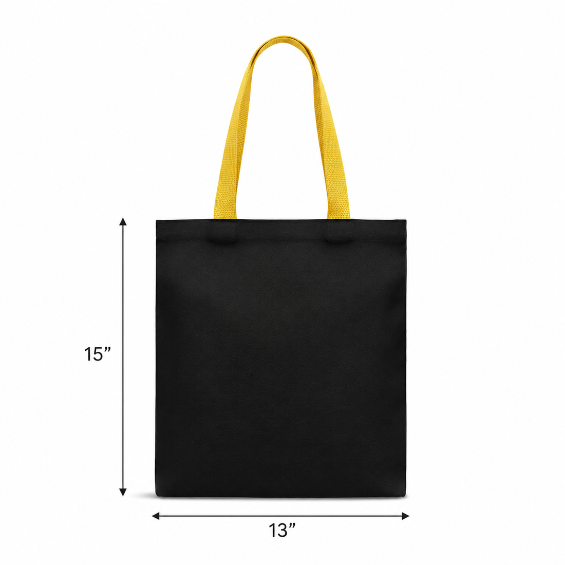 13x15" Plain Black and Yellow Tote Bag