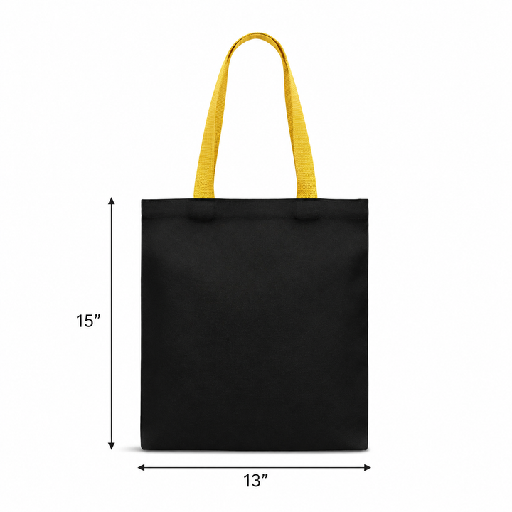 13x15" Plain Black and Yellow Tote Bag
