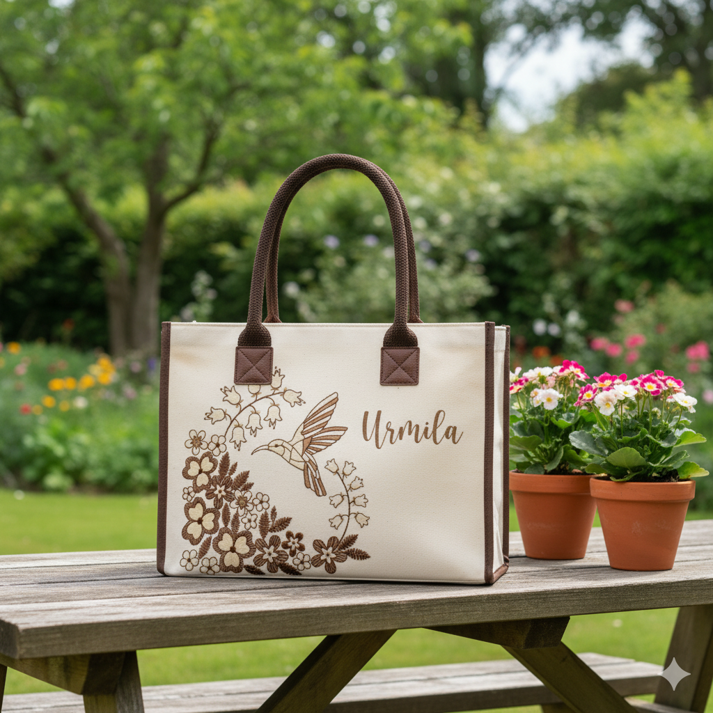 Personalised Humming Bird Bloom Tote Bag