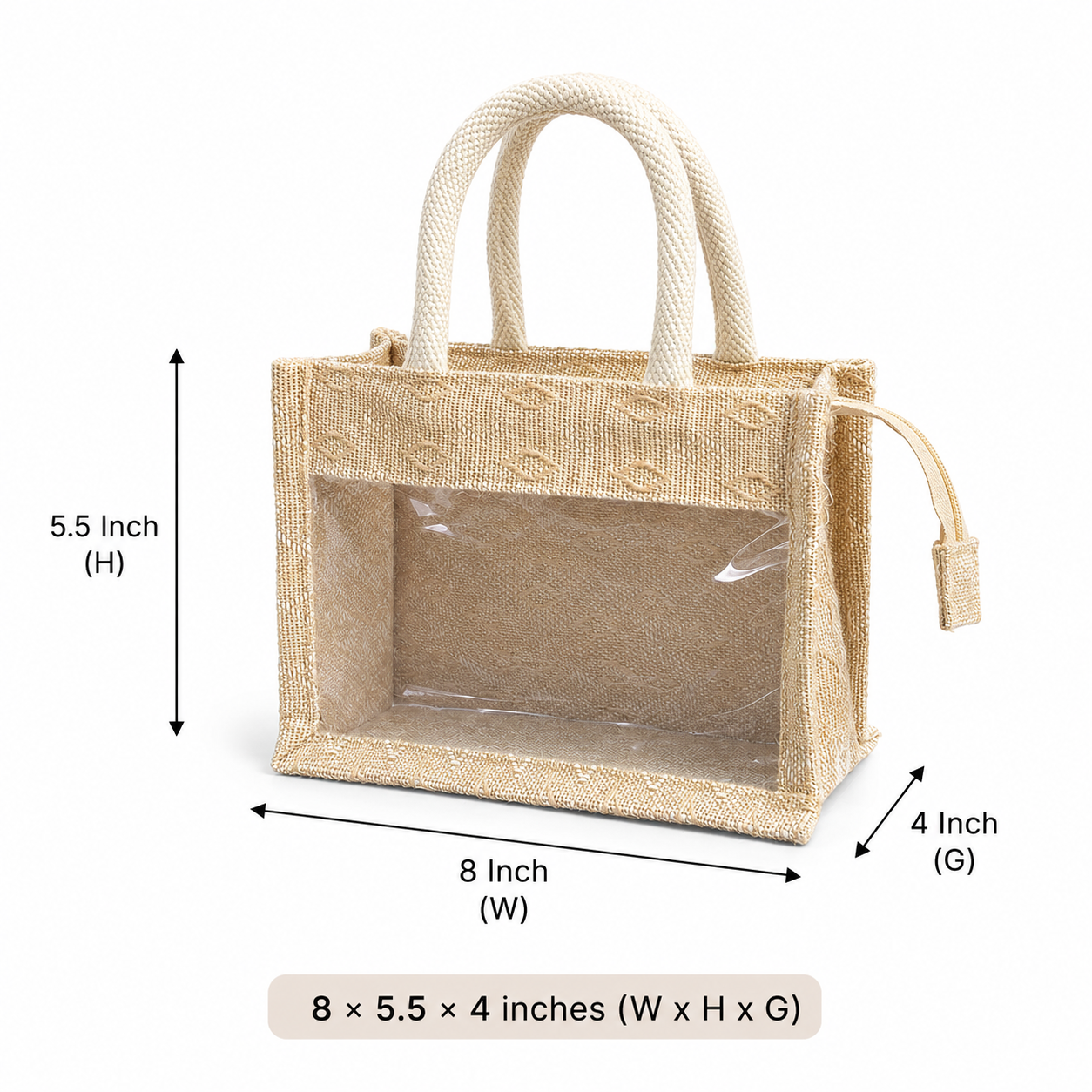 Mini Double Diamond Jute Bag with Window