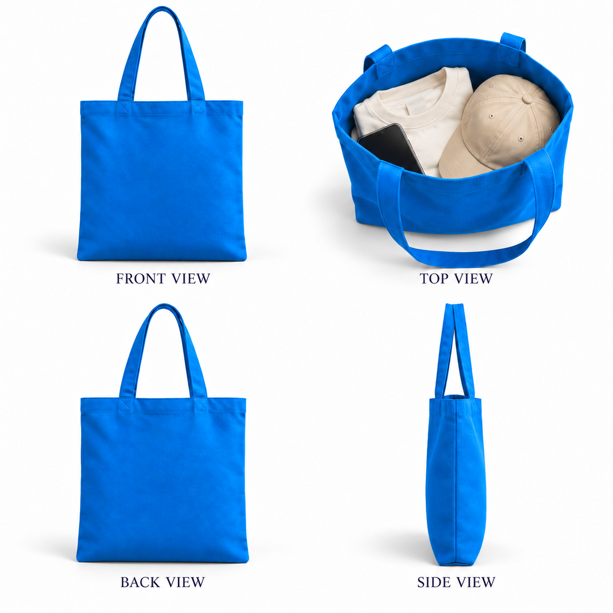 Plain 14.5x15.5 Sky Blue Cotton Canvas Tote Bag | 350 GSM