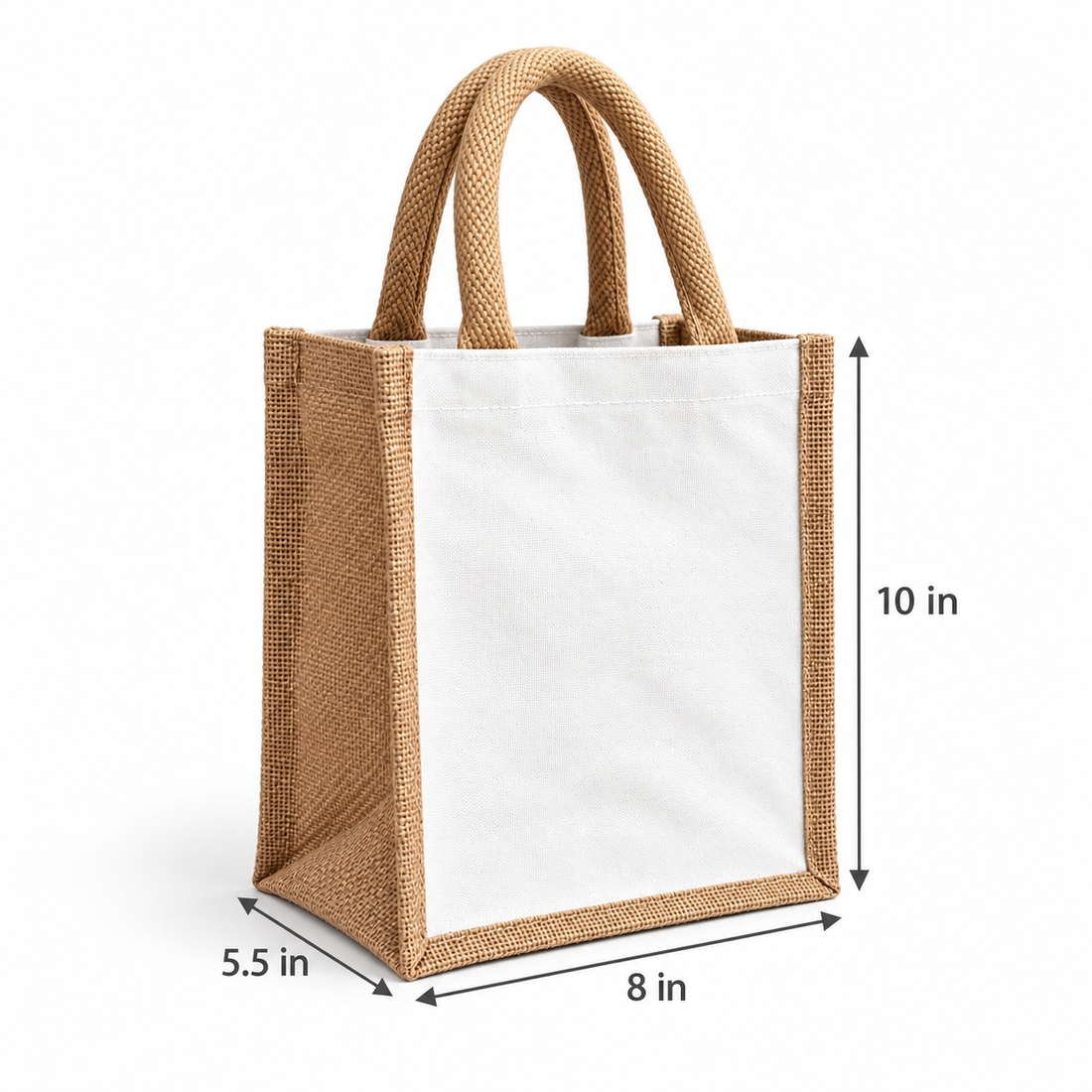 Plain 8x10x5.5 Natural Small Jute & Canvas Hamper Bag