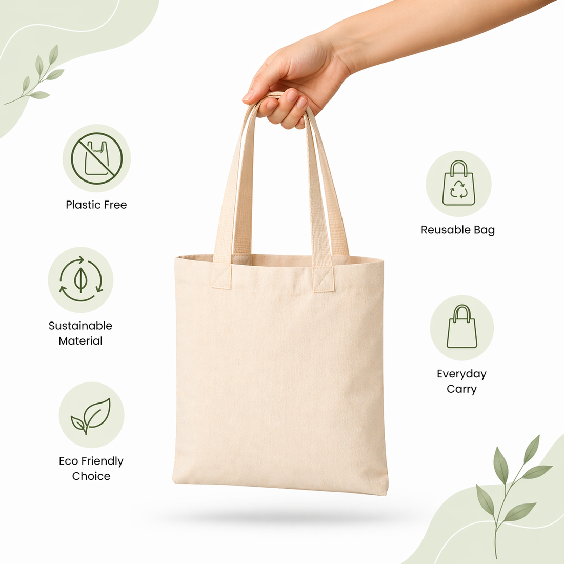 8x10 Inch Cotton Tote Bag | 150 GSM