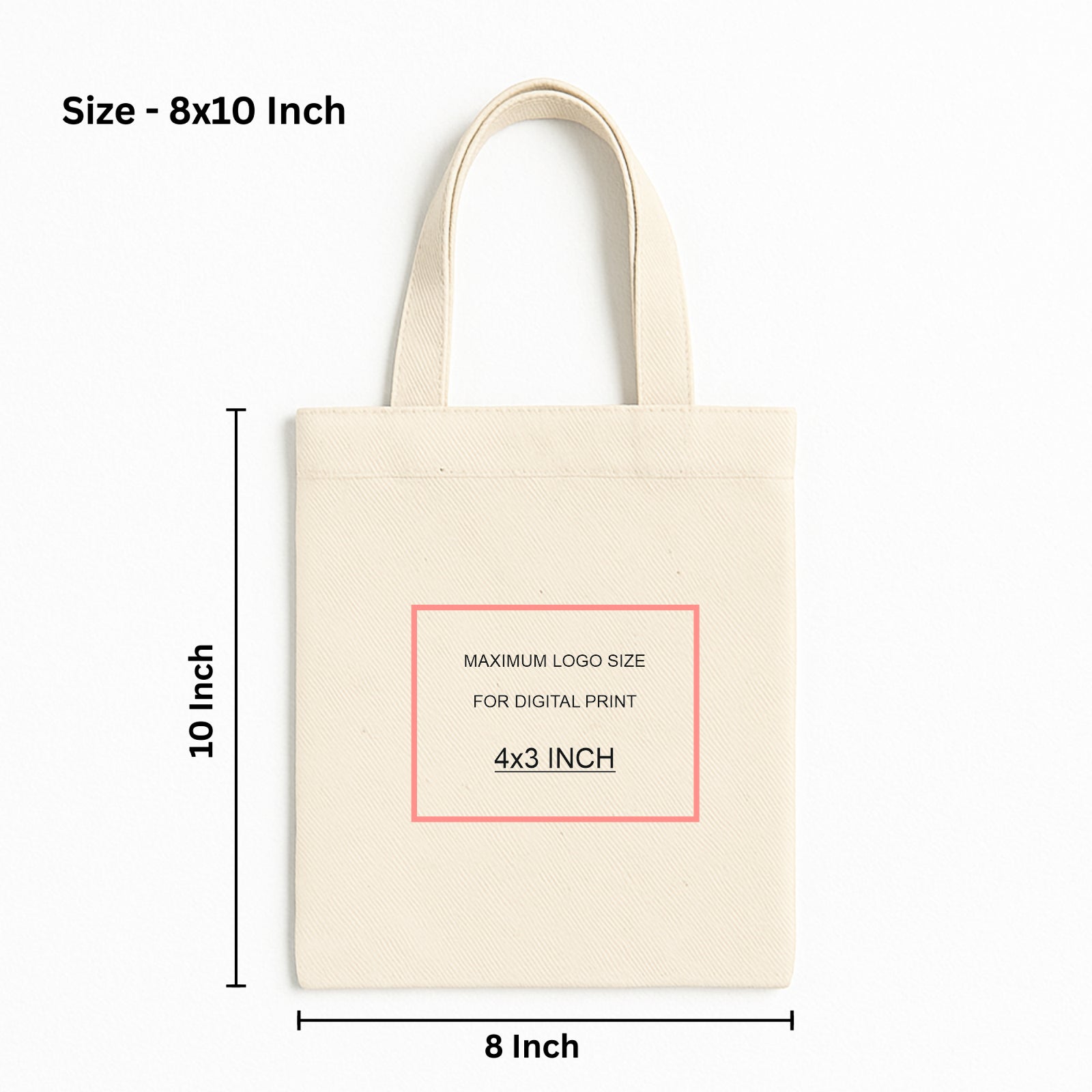 8x10 Inch Cotton Canvas Tote Bag