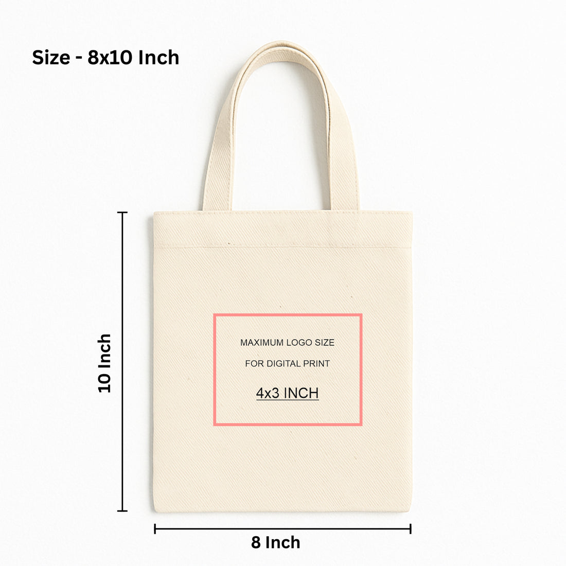 8x10 Inch Cotton Canvas Tote Bag