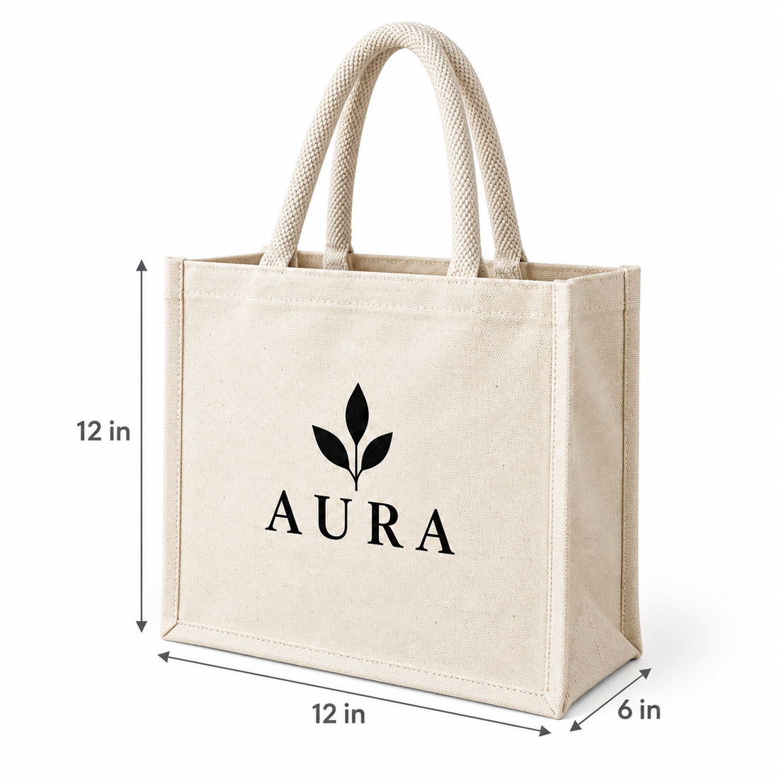 12x12x6 Ivory Laminated Canvas Gift Bag | 310 GSM