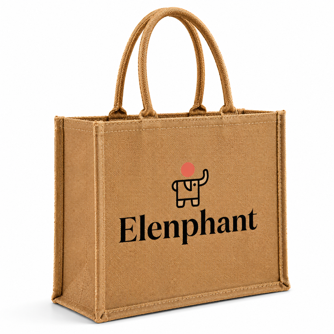 Custom 12×12×7.5 Natural Jute Tote Bag | 350 GSM