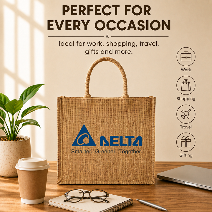 Custom 15×13×6 Natural Jute Tote Bag | 350 GSM