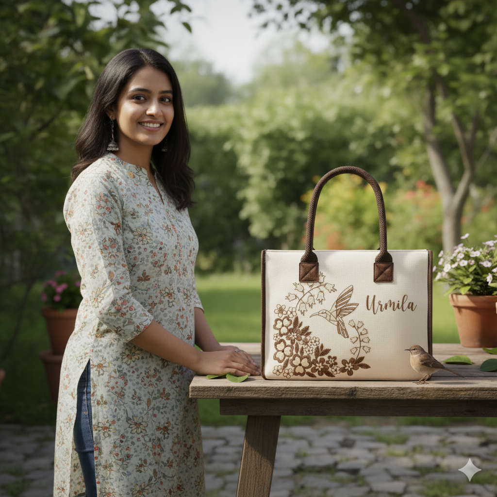 Personalised Humming Bird Bloom Tote Bag