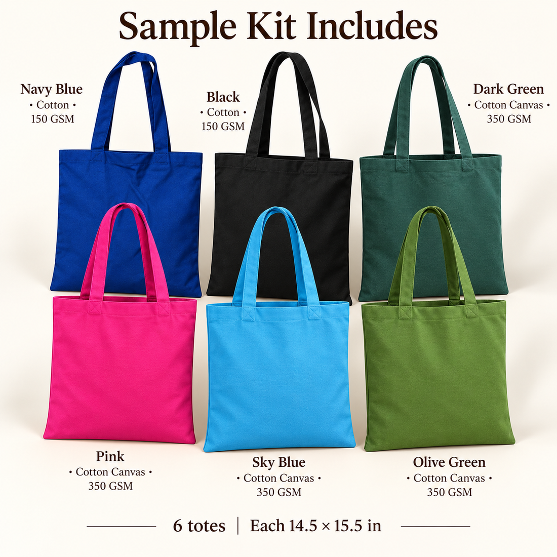 150 & 350 GSM Cotton Tote Bag Sample Kit
