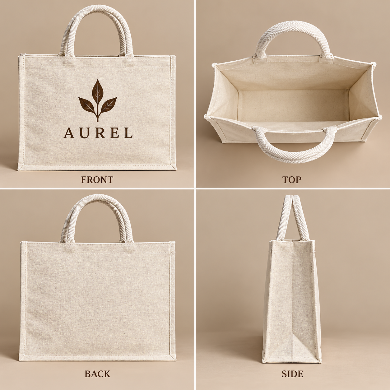 16x13x6 Ivory Laminated Canvas Shopping Bag | 310 GSM