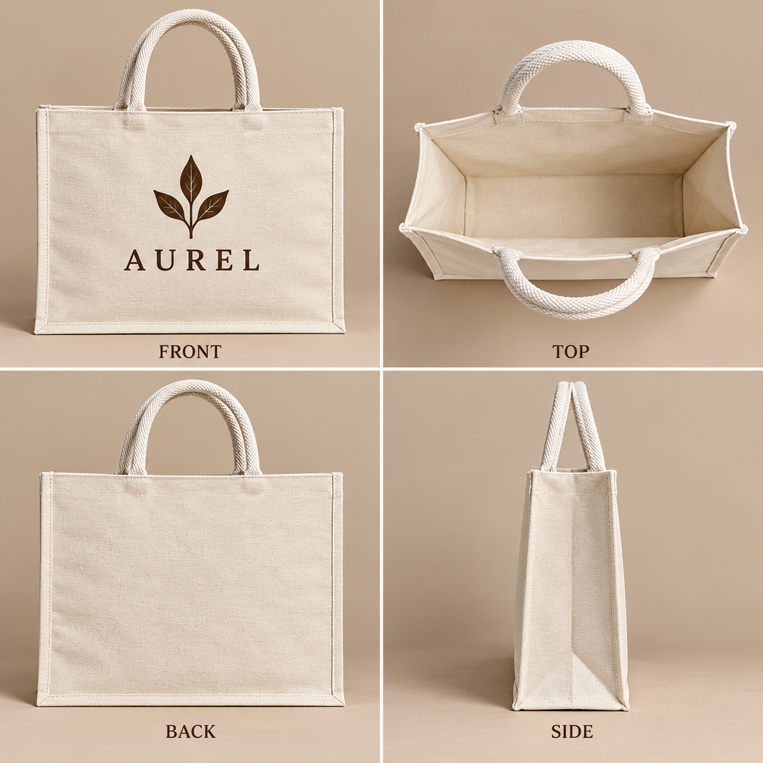 16x13x6 Ivory Laminated Canvas Shopping Bag | 310 GSM
