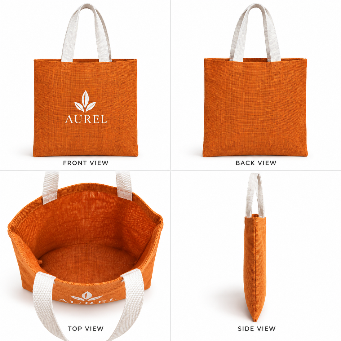 14.5x16.5 Rust Orange Jute Tote Bag