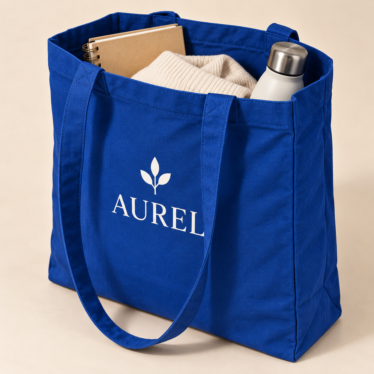 13x15.5x4.5 Navy Blue Gusseted Cotton Tote Bag | 150 GSM