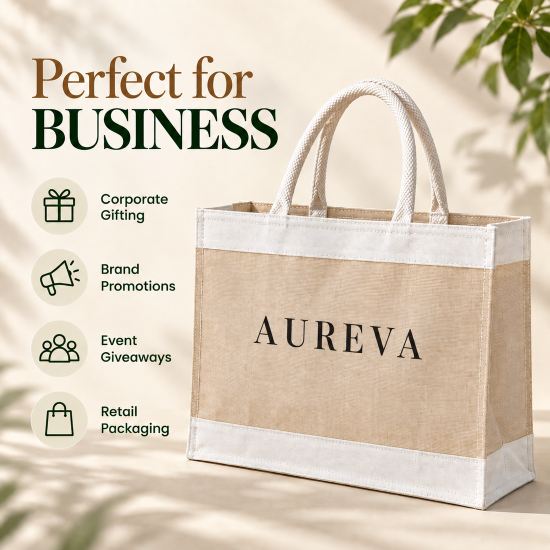 16x13x6 Natural Juco & Canvas Tote Bag with Rope Handles