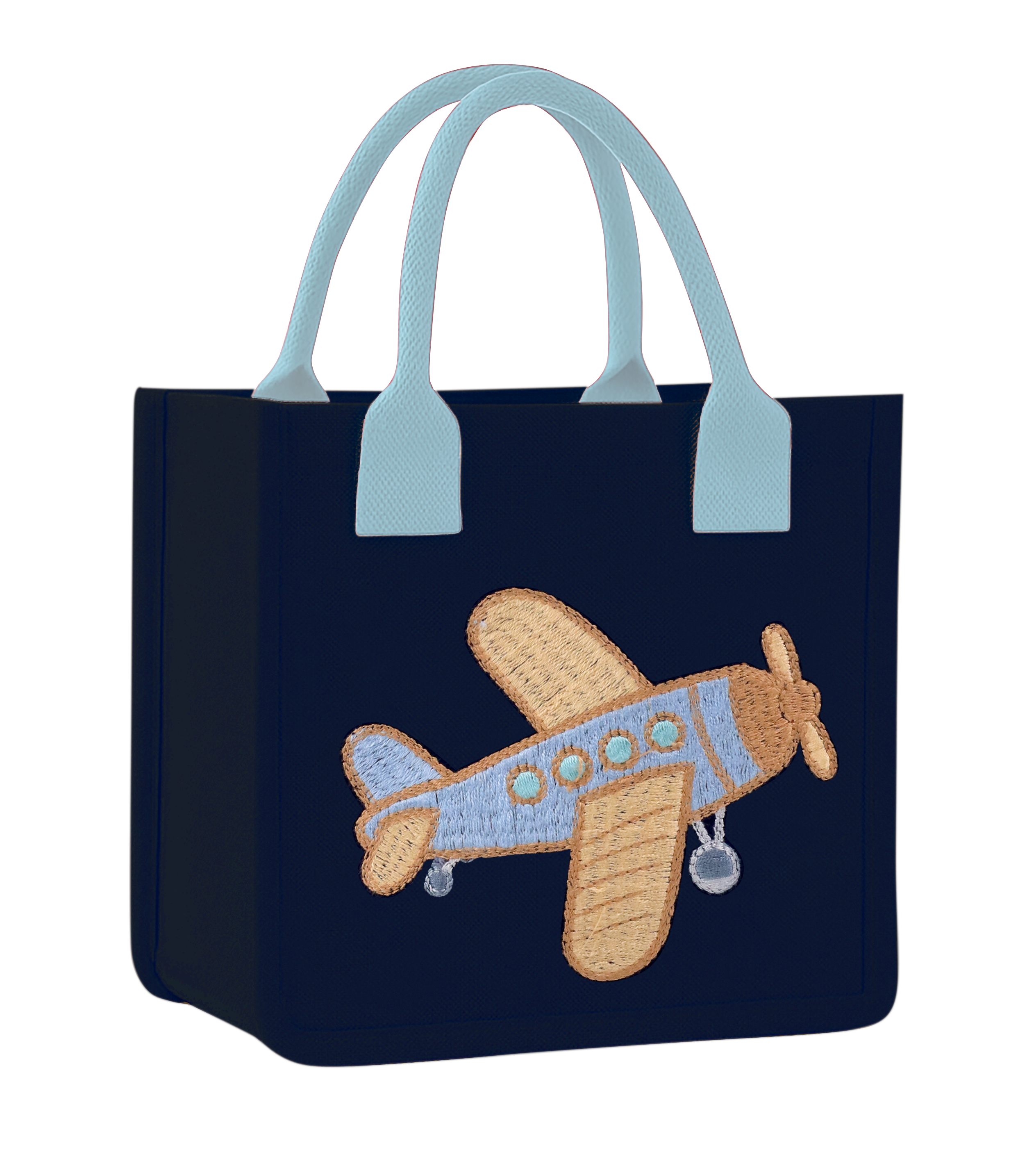 Airplane Embroidery Kids Tote Bag